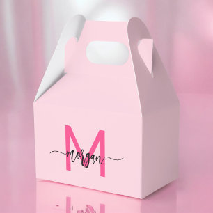 Caja Para Regalos Monograma estilizado moderno rosa caliente
