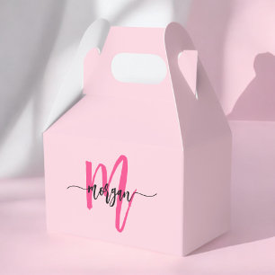 Caja Para Regalos Monograma estilizado moderno rosa caliente