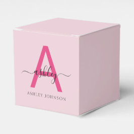 Caja Para Regalos Monograma estilizado moderno rosa caliente