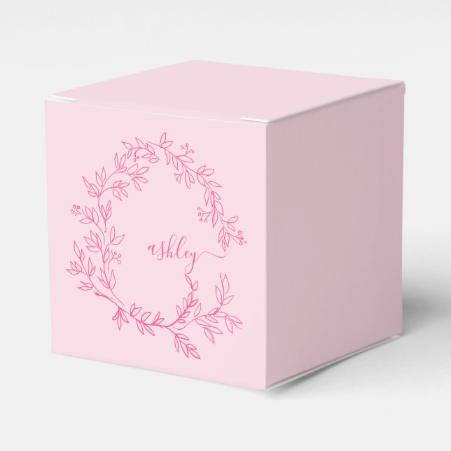 Caja Para Regalos Monograma estilizado moderno rosa caliente (Costado Anverso)