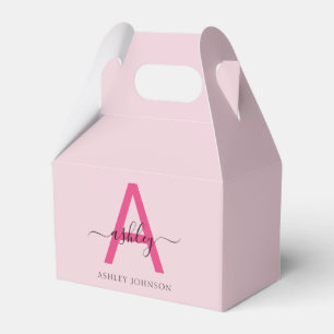Caja Para Regalos Monograma estilizado moderno rosa caliente