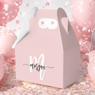 Caja Para Regalos Monograma estilo moderno Rubor rosa