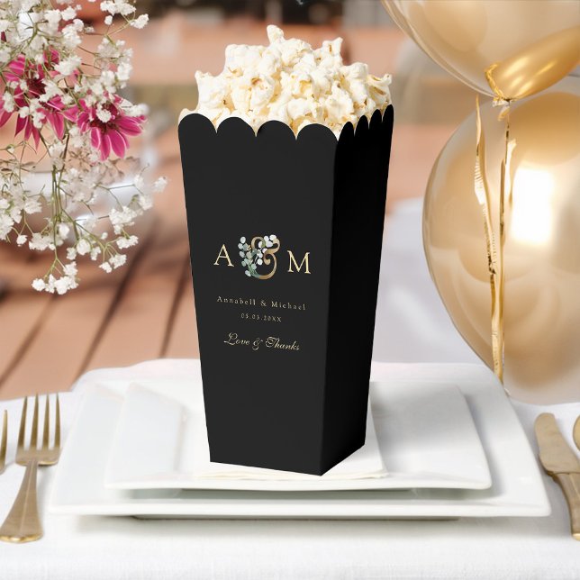 Caja Para Regalos Monograma Eucalyptus Boda Negro (Subido por el creador)