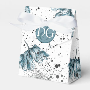Caja Para Regalos Monograma Floral azul pintado a mano