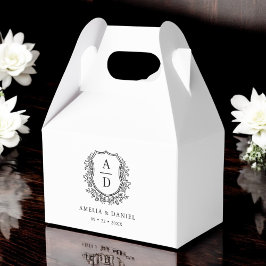 Caja Para Regalos Monograma floral Boda Escudo blanco moderno