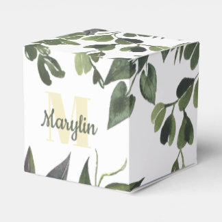Caja Para Regalos Monograma Foliage tropical Diseño mínimo