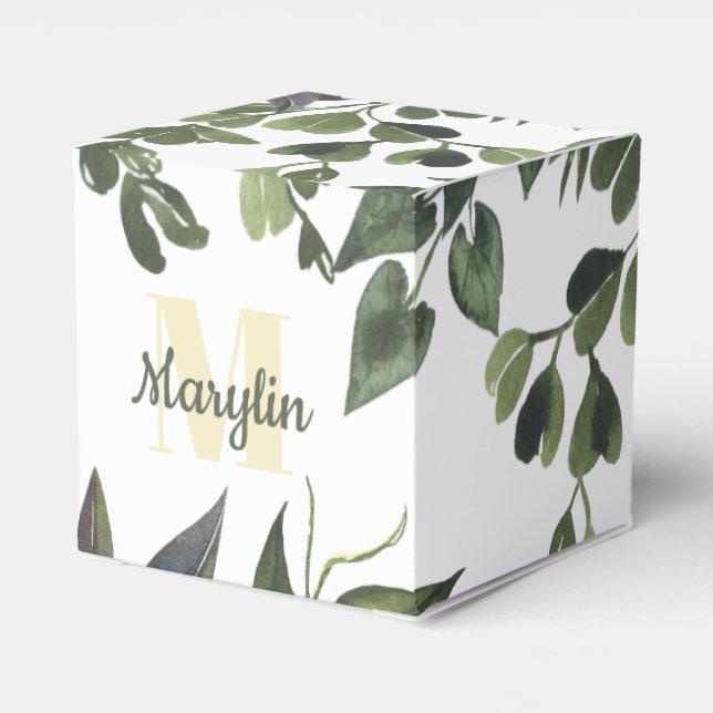 Caja Para Regalos Monograma Foliage tropical Diseño mínimo (Reverso Costado)