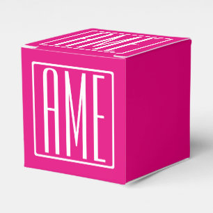 Caja Para Regalos Monograma inicial   Blanco Sobre Rosa Caliente