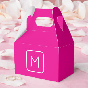 Caja Para Regalos Monograma inicial simple y moderno Blanco y rosa