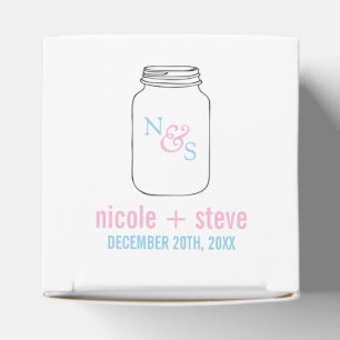 Caja Para Regalos Monograma Mason Jar rosa y azul Boda