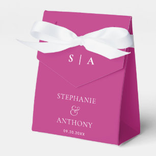 Caja Para Regalos Monograma mínimo moderno magenta y Boda blanco