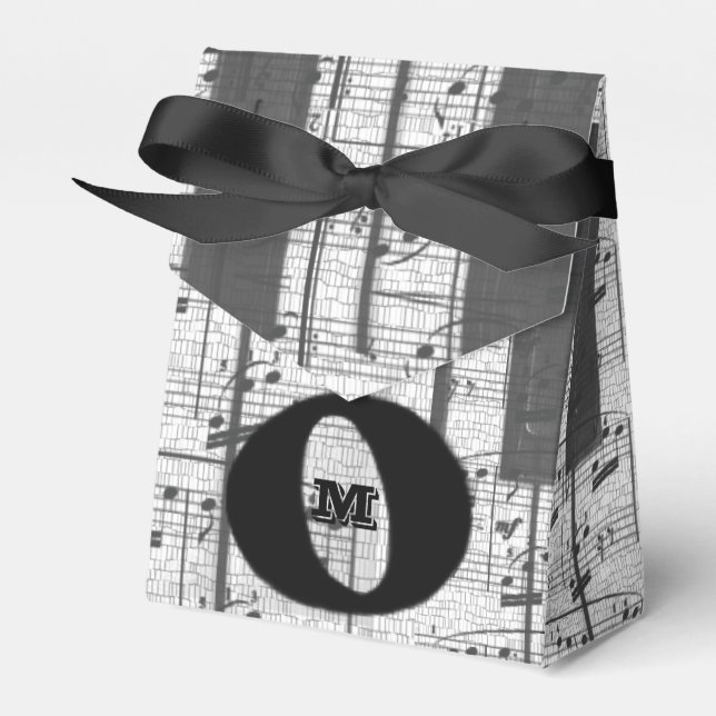 Caja Para Regalos Monograma Music Notes Party Favorito Box (Front Side)