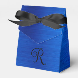 Caja Para Regalos Monograma negro de la curva azul real metálica