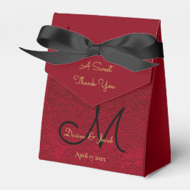 Caja Para Regalos Monograma Oro Rojo Navidades Negros Boda de Invier