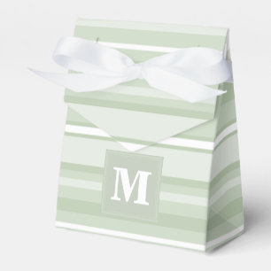 Caja Para Regalos Monograma pálido - rayas verdes