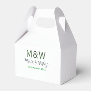 Caja Para Regalos Monograma pareja gris verde cita romántica moderna