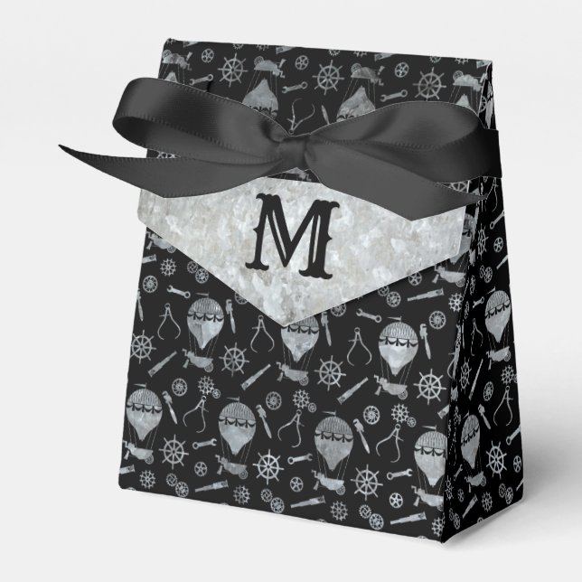 Caja Para Regalos Monograma Personalizado de globos zinc plateados d (Front Side)