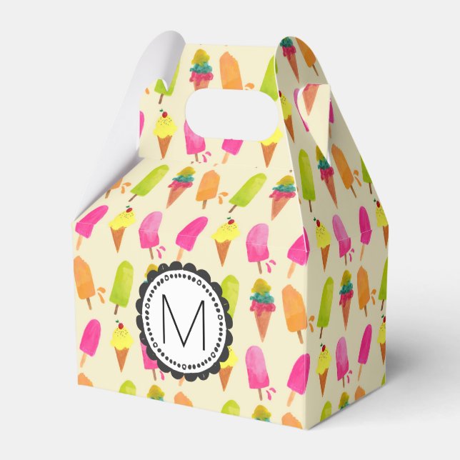 Caja Para Regalos Monograma personalizado del helado de pipetas (Front Side)