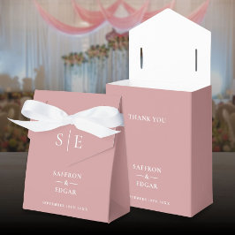 Caja Para Regalos Monograma Polvoriento Rosa Boda Elegante Rosa