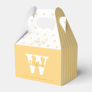 Caja Para Regalos Monograma puntos de polca amarilla Tiras de la caj
