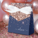 Caja Para Regalos Monograma Purpurina azul de la marina de oro rosa<br><div class="desc">Oro Rosa - Rubor Pink and Navy Blue Sparkle Purpurina Monograma Nombre y Cajas de Regalo de Fiesta de Papel Inicial Esto hace el dulce perfecto cumpleaños 16, boda, ducha de novia, aniversario, ducha de bebé o regalo de soltera para alguien que ama el lujo de los glam y los...</div>