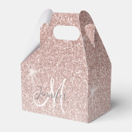 Caja Para Regalos Monograma Purpurina de oro Girly Rosa