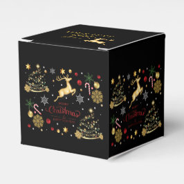 Caja Para Regalos Monograma Red Gold Reindeer Merry Christmas Tree