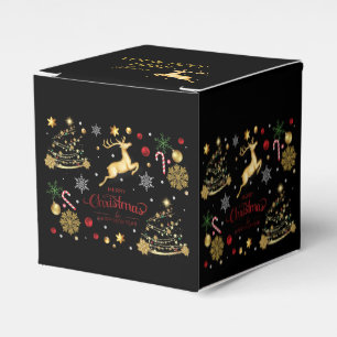 Caja Para Regalos Monograma Red Gold Reindeer Merry Christmas Tree
