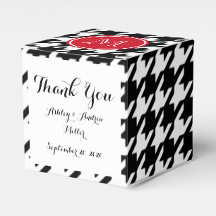 Caja Para Regalos Monograma Rojo negro y blanco