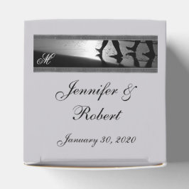 Caja Para Regalos Monograma romántico de paseo en Boda negro platead