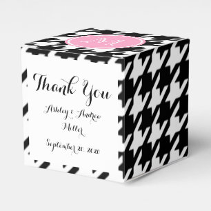 Caja Para Regalos Monograma rosa negro y blanco