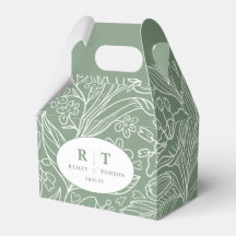 Monograma Verde Floral Moderno Gracias Boda