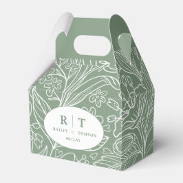 Caja Para Regalos Monograma Verde Floral Moderno Gracias Boda
