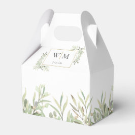 Caja Para Regalos Monograma Verde Foliage Wedding Favor Box