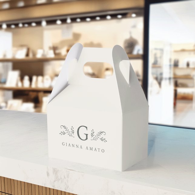 Caja Para Regalos Monograma y nombre de negocio verde y crema (Subido por el creador)