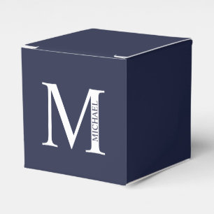 Caja Para Regalos Monograma y nombre personalizados del azul marino