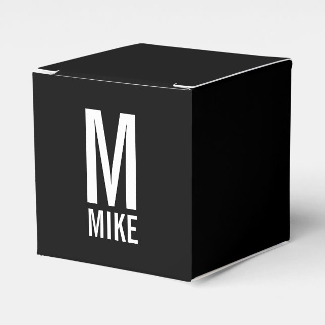 Caja Para Regalos Monograma y nombre personalizados modernos (Costado Anverso)
