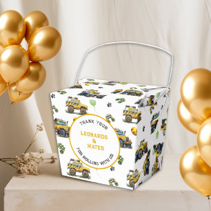 Caja Para Regalos Monster Camión Safari acuarela Twin Boys Cumpleaño