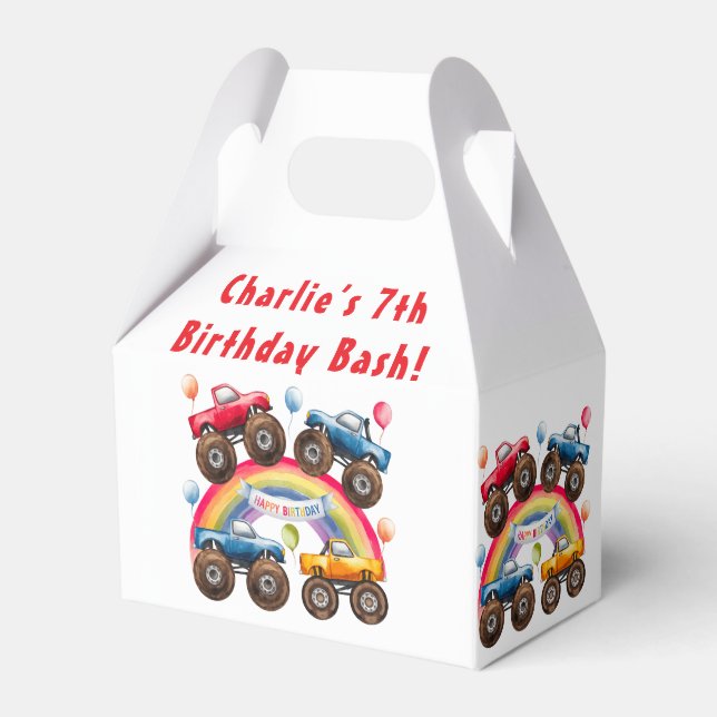 Caja Para Regalos Monster Truck Rainbow Boy Birday Bash (Front Side)