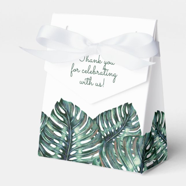 Caja Para Regalos Monstera Tropical Palm Beach Wedding Retro (Front Side)