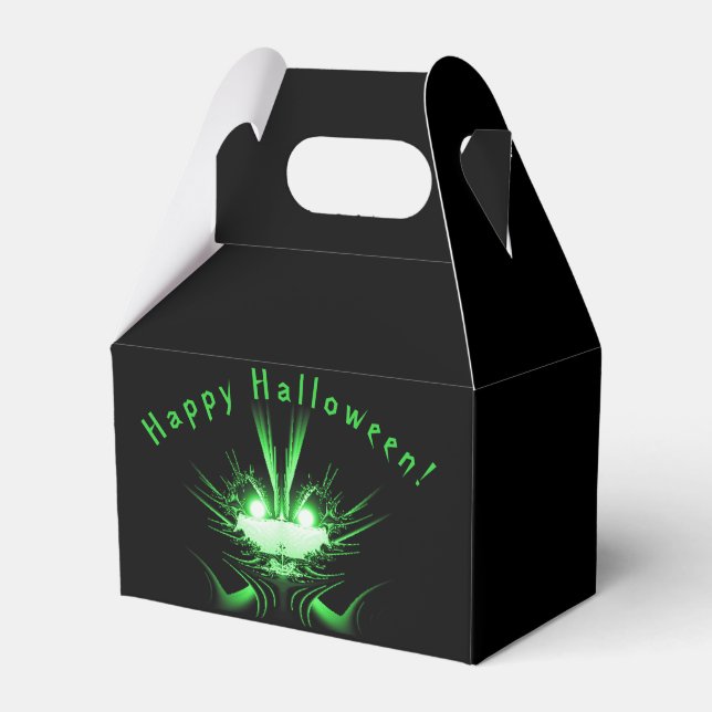Caja Para Regalos Monstruo verde brillando los ojos Feliz Halloween (Front Side)