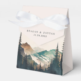 Caja Para Regalos Montañas de Acuarela Bosque de Pinos Boda