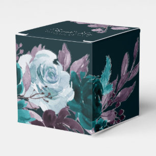 Caja Para Regalos Moody Boho   Bouquet púrpura profundo Verde azulad