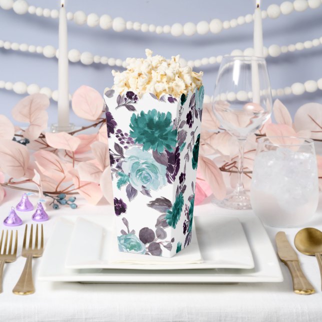 Caja Para Regalos Moody Boho | Patrón Verde azulado turquesa y púrpu (Boda)