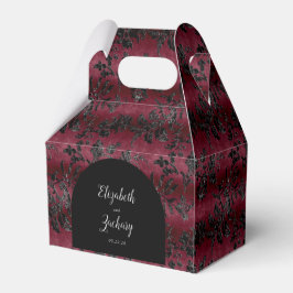 Caja Para Regalos Moody Dark Burgundy Black Damask Arch Favbox