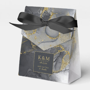 Caja Para Regalos Moody Ink Charcoal Gold Abstract ID988