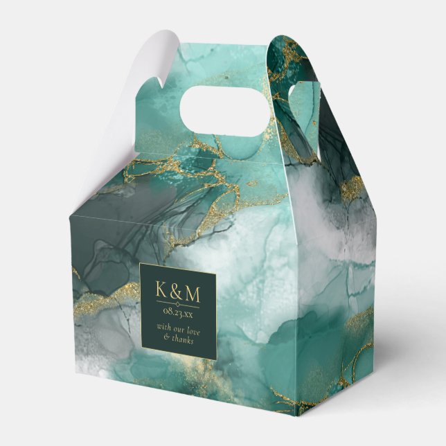 Caja Para Regalos Moody Ink Emerald Gold Abstract ID988 (Front Side)