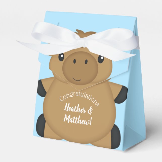 Caja Para Regalos Moose Baby Shower Blue (Front Side)