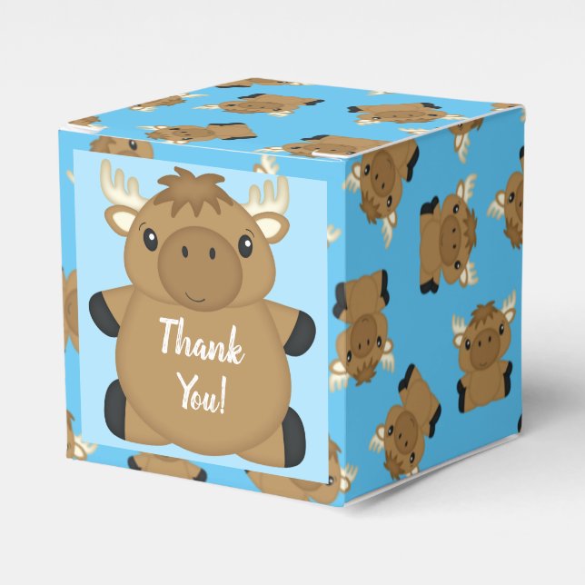 Caja Para Regalos Moose Baby Shower Blue Boy (Costado Anverso)