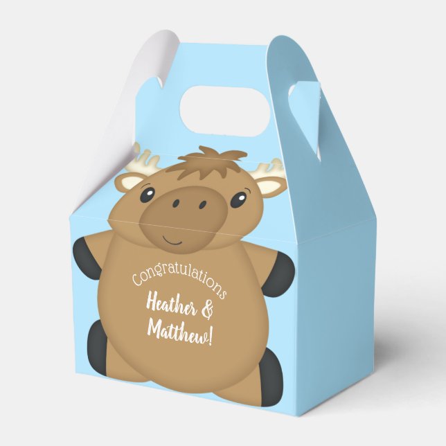 Caja Para Regalos Moose Baby Shower Blue Boy (Front Side)